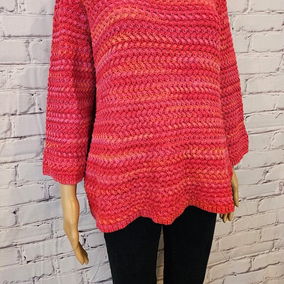 Designer - ST. JOHN Gorgeous 100% cotton pink/red/orange cable knit sweater - Picture 6 of 10
